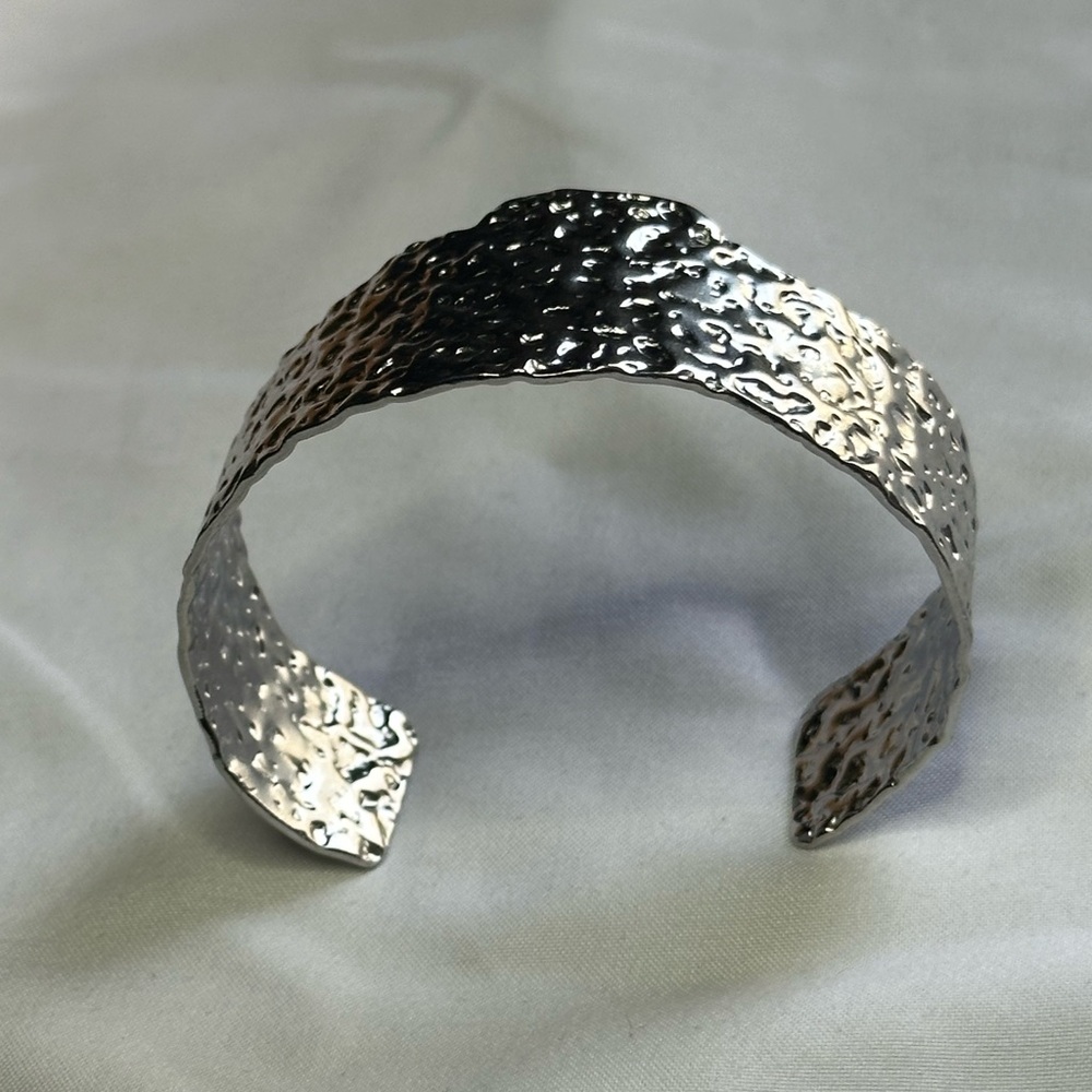 Silver Hammered Cuff Bracelet